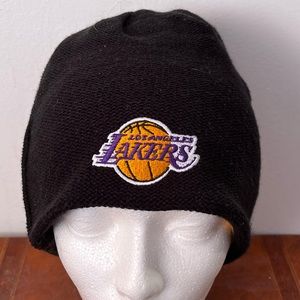 Los Angeles LA Lakers Adidas Beanie NBA Basketball Knit Reversible EUC!!.